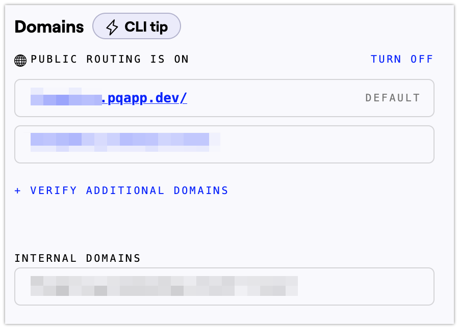 Runway UI: Routing status on internal domains